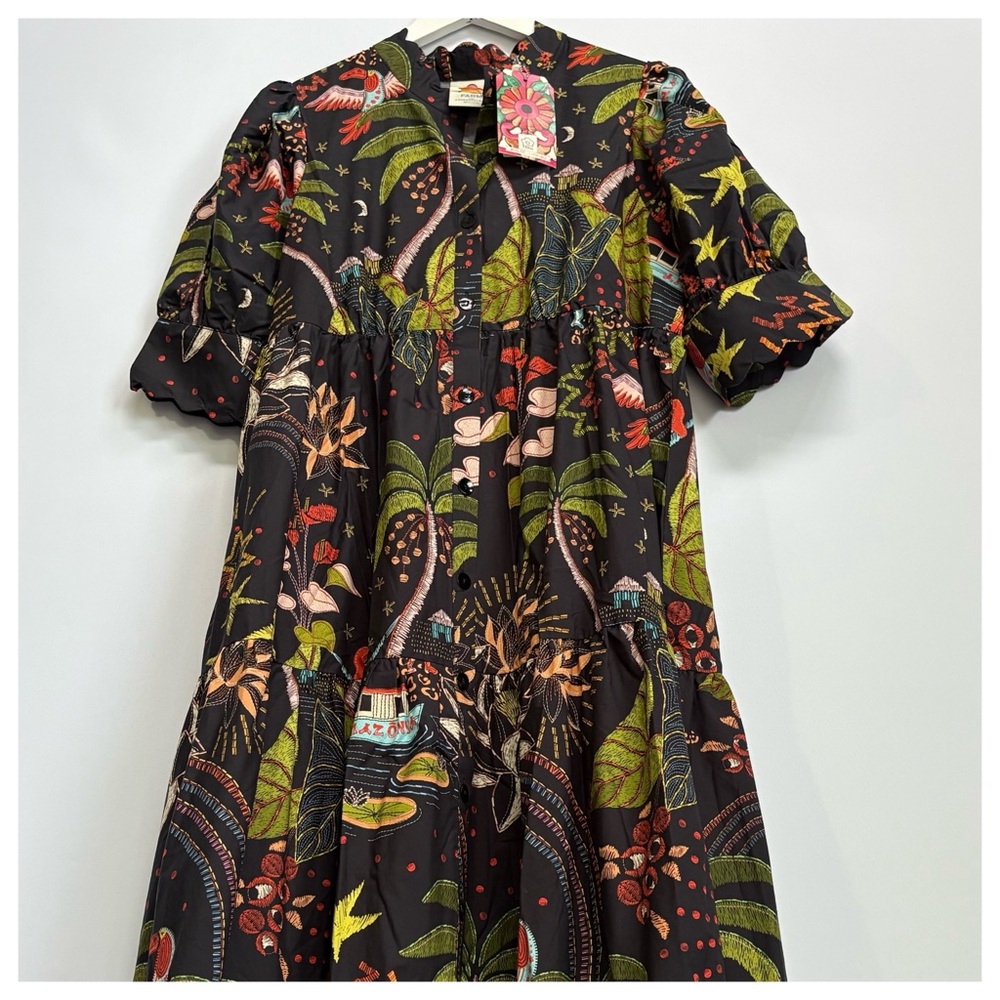 NWT Farm Rio Whimsical Printed Button front Shirt Maxi Dress, M - Picture 7 of 17